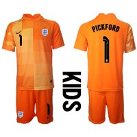 England Jordan Pickford #1 Målmand Udebanesæt Børn VM 2022 Kortærmet (+ Korte bukser)